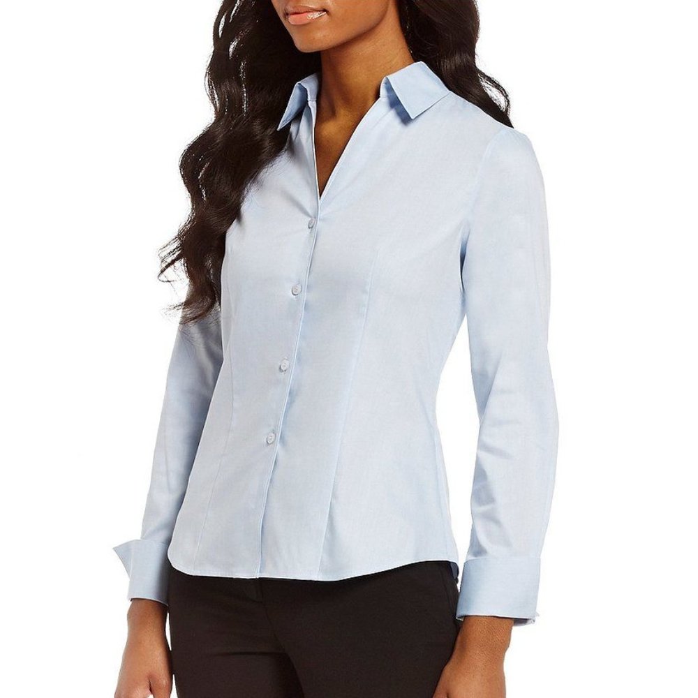Calvin Klein Wrinkle-Free Pinpoint Fitted Oxford Blouse